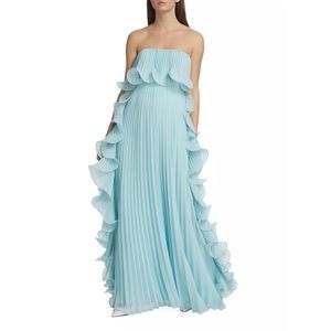Badgley Mischka Light Blue Strapless Maxi Dress